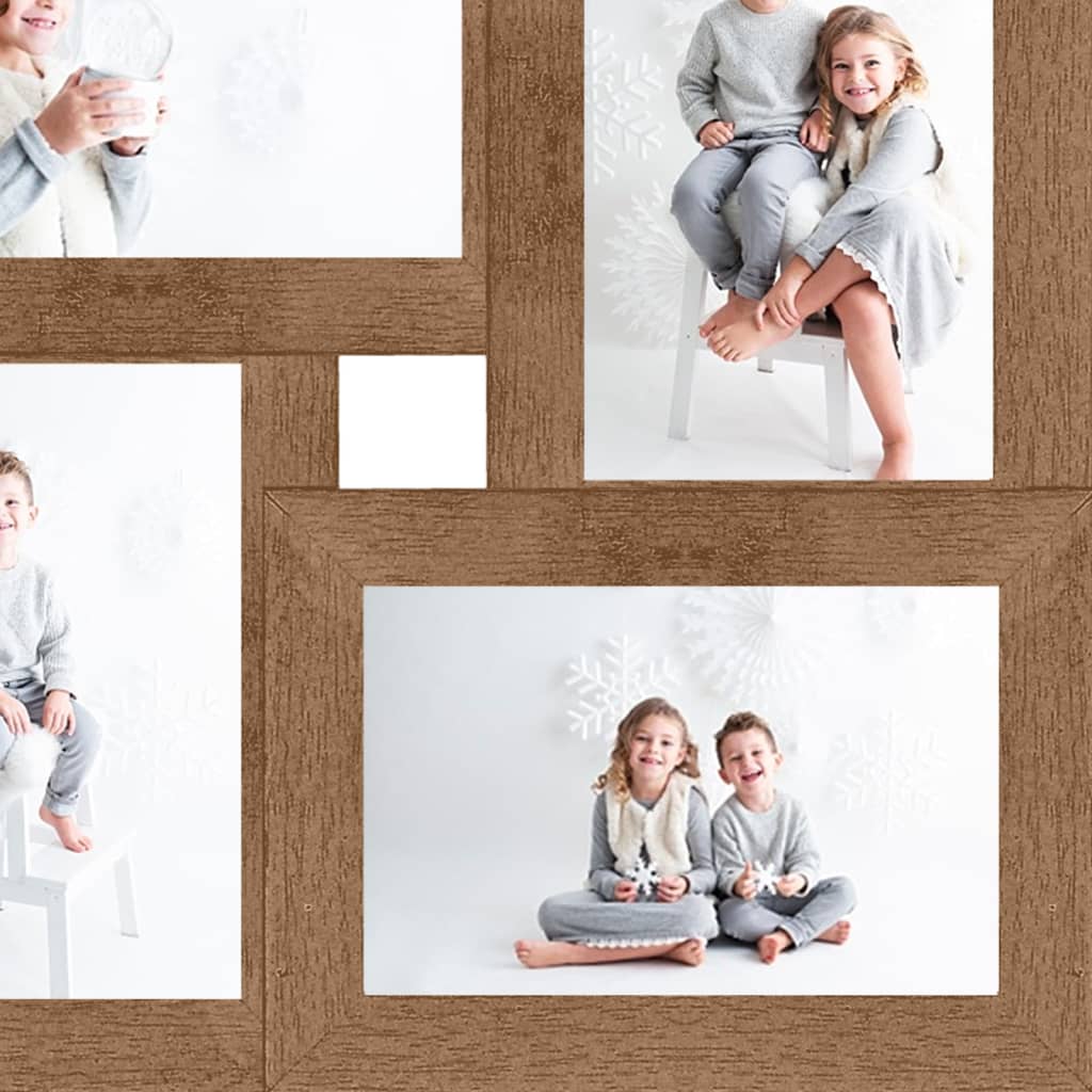 Collage Photo Frame for 4x(10x15 cm) Picture Light Brown MDF